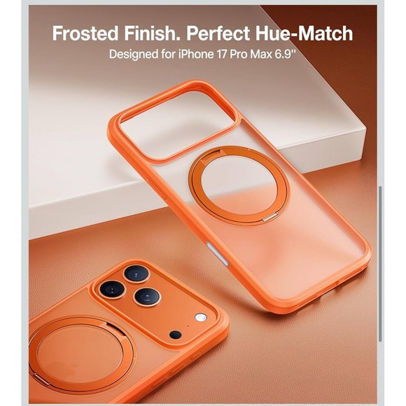 TORRAS Upgraded 360 Magnetic Stand for iPhone 17 Pro Max‎ Case- Orange - Picture 4 of 8